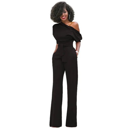 Image of Grace | Women's One Shoulder Belted Jumpsuit