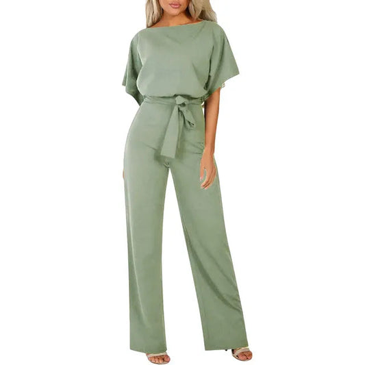 Image of Lucy | Women's Wide Leg Belted Jumpsuit